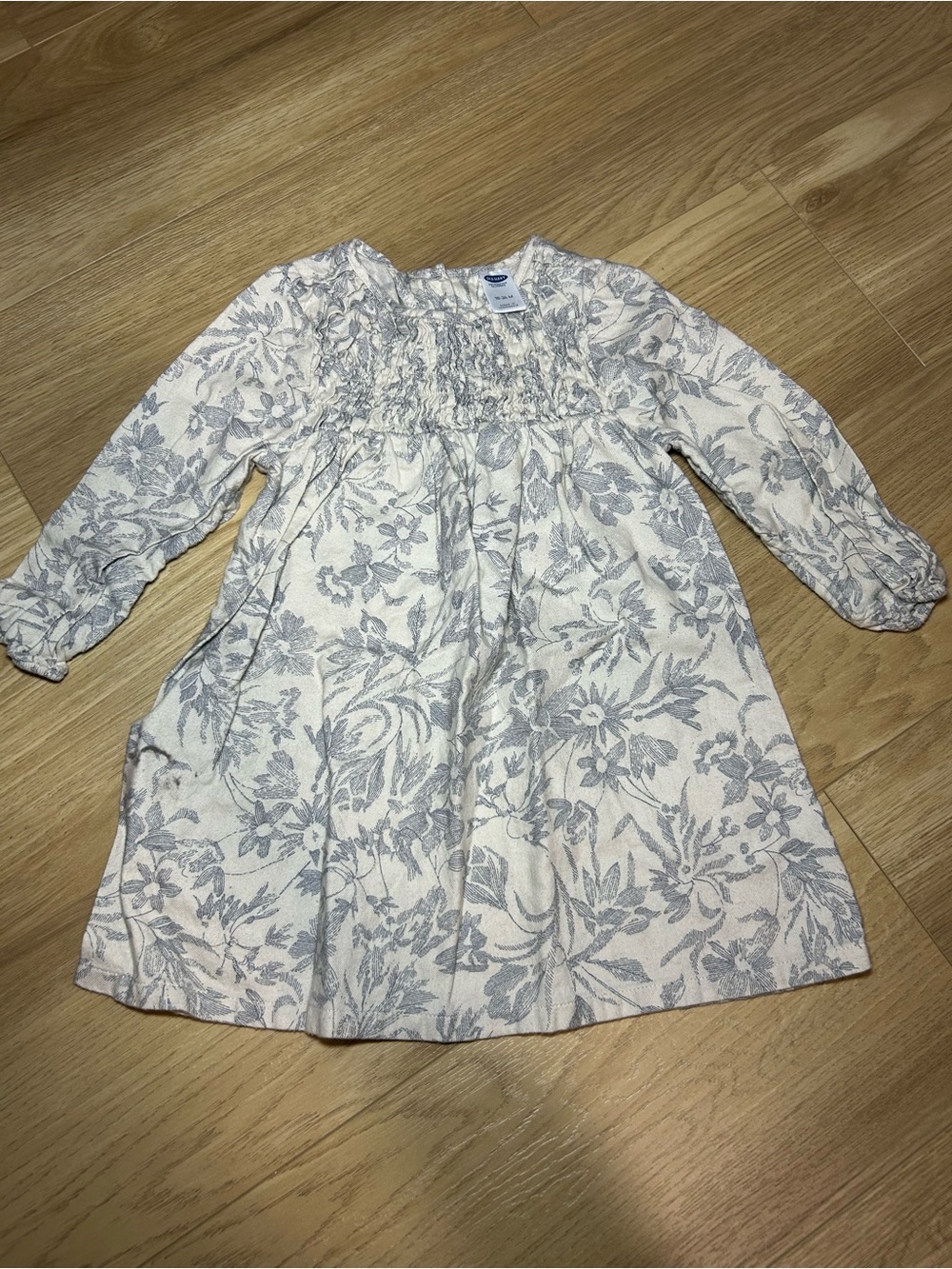Old Navy Cream Dress with Blue Floral Print